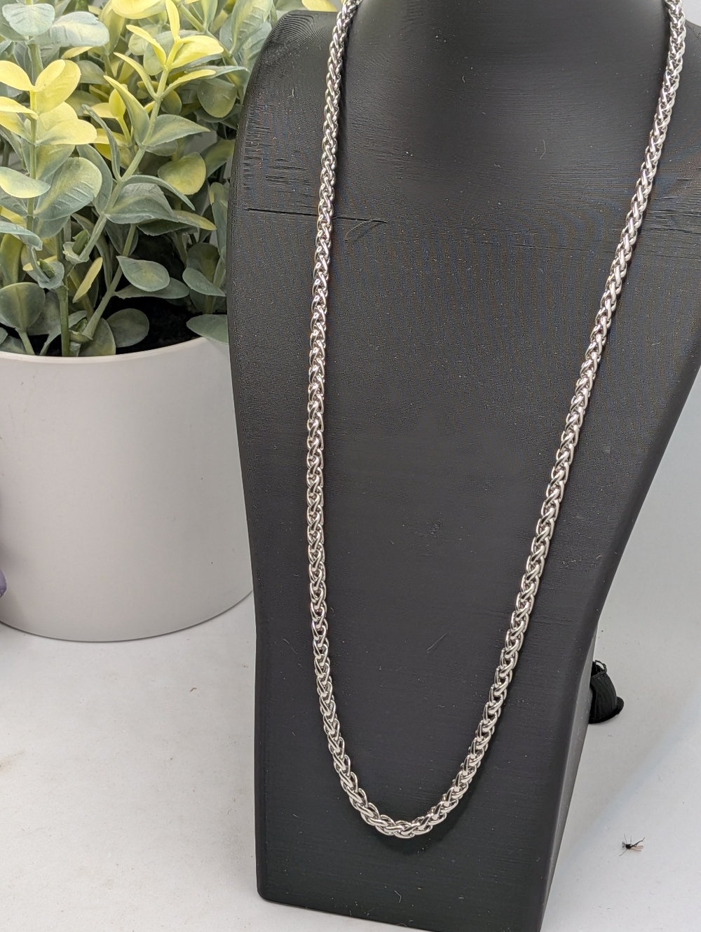 Silver Toned Rope Box Chain Necklace